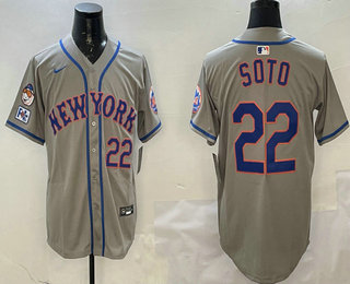Men's New York Mets #22 Juan Soto Grey 2025 Spring Training Limited Stitched Jersey