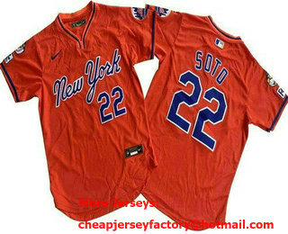 Men's New York Mets #22 Juan Soto Orange Alternate Limited Jersey