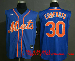 Men's New York Mets #30 Michael Conforto Blue 2020 Cool and Refreshing Sleeveless Fan Stitched MLB Nike Jersey