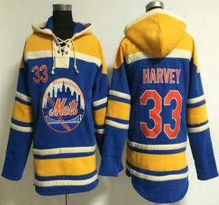 Men's New York Mets #33 Matt Harvey Alternate Blue MLB Hoody