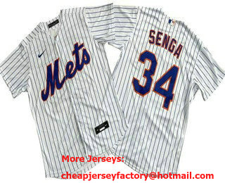 Men's New York Mets #34 Kodai Senga White Cool Base Jersey
