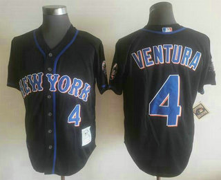 Men's New York Mets #4 Robin Ventura Black Throwback Jersey