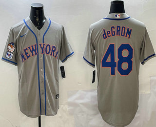 Men's New York Mets #48 Jacob deGrom Grey 2025 Spring Training Cool Base Stitched Jersey