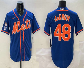 Men's New York Mets #48 Jacob deGrom Royal 2025 Spring Training Cool Base Stitched Jersey