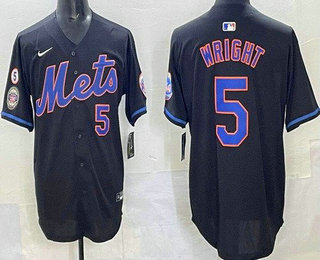 Men's New York Mets #5 David Wright Black 2025 Hall Of Fame Limited Jersey