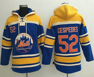 Men's New York Mets #52 Yoenis Cespedes Blue Sawyer Hooded Sweatshirt MLB Hoodie