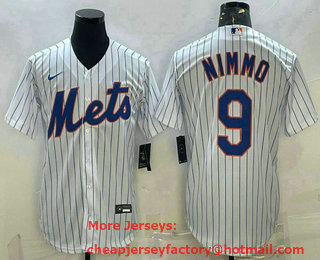 Men's New York Mets #9 Brandon Nimmo White Cool Base Stitched Baseball Jersey