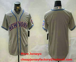 Men's New York Mets Blank Grey Road Stitched MLB Cool Base Nike Jersey