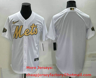 Men's New York Mets Blank White 2022 All Star Stitched Cool Base Nike Jersey