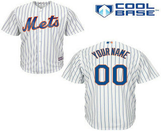 Men's New York Mets Customized White Pinstripe Jersey