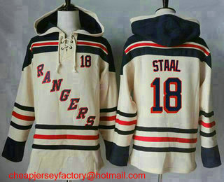 Men's New York Rangers #18 Marc Staal Cream Sawyer Hooded Sweatshirt Stitched NHL Jersey