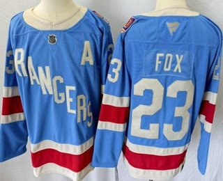 Men's New York Rangers #23 Adam Fox Blue Centennial Authentic Jersey