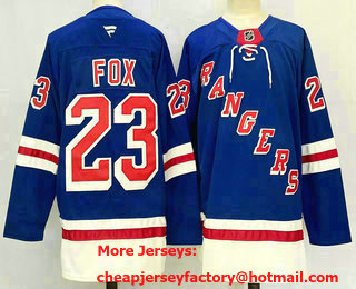 Men's New York Rangers #23 Adam Fox Royal 2024 Home With A Patch Stitched Jersey