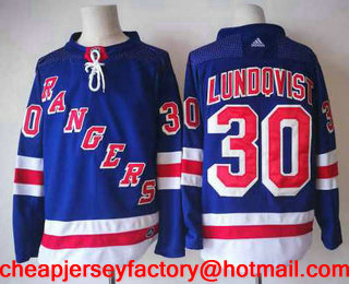 Men's New York Rangers #30 Henrik Lundqvist Light Blue Home 2017-2018 Hockey Stitched NHL Jersey
