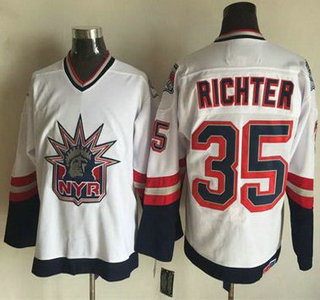 Men's New York Rangers #35 Mike Richter 1996-97 White CCM Vintage Throwback Jersey