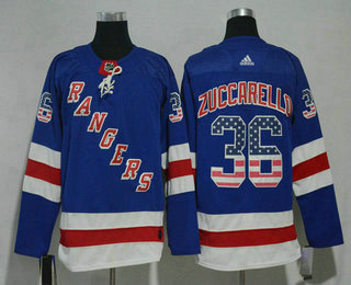 Men's New York Rangers #36 Mats Zuccarello Blue With USA Flag 2017-2018 Hockey Stitched NHL Jersey