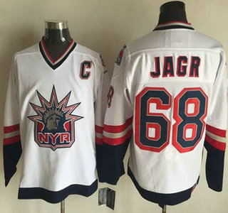 Men's New York Rangers #68 Jaromir Jagr 1996-97 White CCM Vintage Throwback Jersey