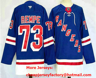 Men's New York Rangers #73 Matt Rempe Royal 2024 Stitched Jersey