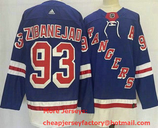 Men's New York Rangers #93 Mika Zibanejad Blue Stitched Jersey