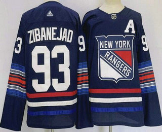Men's New York Rangers #93 Mika Zibanejad Navy Alternate Authentic Jersey