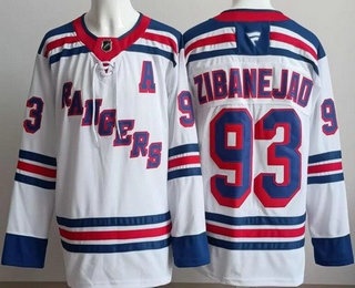 Men's New York Rangers #93 Mika Zibanejad White Authentic Jersey