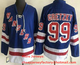 Men's New York Rangers #99 Wayne Gretzky Blue CCM Throwback Jersey