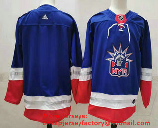 Men's New York Rangers Blank Light Blue 2021 Retro Stitched NHL Jersey