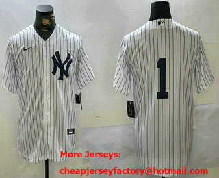 Men's New York Yankees #1 Bobby Murcer White Cool Base Stitched Jersey