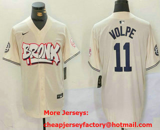 Men's New York Yankees #11 Anthony Volpe Cream Limited Stitched Baseball Jersey
