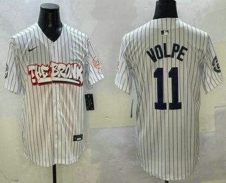 Men's New York Yankees #11 Anthony Volpe White Pinstripe Fashion Cool Base Jersey