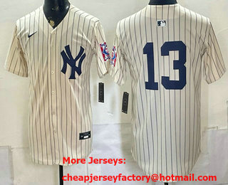 Men's New York Yankees #13 Jazz Chisholm Jr Cream 1939 Throwback Jersey
