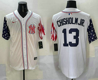 Men's New York Yankees #13 Jazz Chisholm Jr White USA Limited Fashion Stitched Jersey