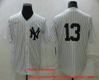 Men's New York Yankees #13 Joey Gallo No Name White Throwback Stitched MLB Cool Base Nike Jersey