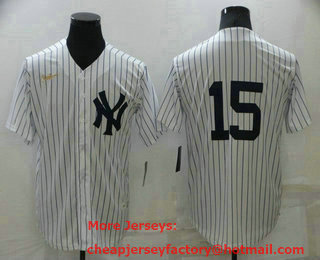 Men's New York Yankees #15 Thurman Munson No Name White Throwback Stitched MLB Cool Base Nike Jersey