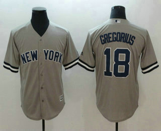 Men's New York Yankees #18 Didi Gregorius Gray Road Stitched MLB Cool Base Jersey