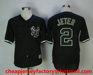 Men's New York Yankees #2 Derek Jeter Black Fashion Stitched MLB Cool Base Jersey