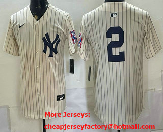 Men's New York Yankees #2 Derek Jeter Cream 1939 Throwback Jersey