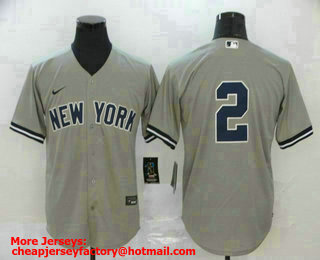 Men's New York Yankees #2 Derek Jeter Gray No Name Stitched MLB Cool Base Nike Jersey