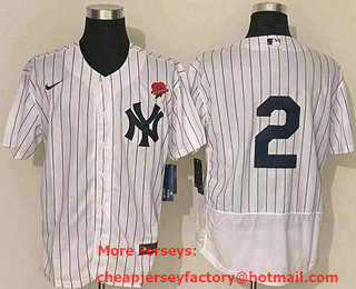 Men's New York Yankees #2 Derek Jeter NEW White No Name Stitched MLB Flex Base Nike Jersey