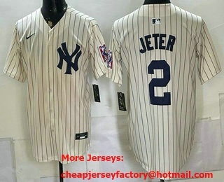 Men's New York Yankees #2 Derek Jeter Name Cream 2026 Field of Dreams Stadium Stitched Jersey