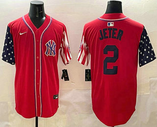 Men's New York Yankees #2 Derek Jeter Red USA Limited Fashion Stitched Jersey