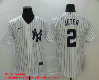 Men's New York Yankees #2 Derek Jeter White Home Stitched MLB Cool Base Nike Jersey
