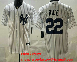 Men's New York Yankees #22 Ben Rice White Cool Base Stitched Jersey