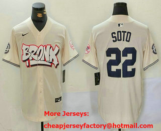 Men's New York Yankees #22 Juan Soto Cream Limited Stitched Baseball Jersey