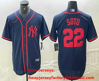 Men's New York Yankees #22 Juan Soto Navy Red Fashion Cool Base Jersey