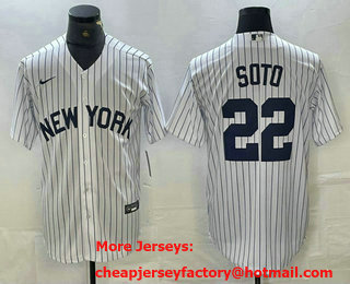 Men's New York Yankees #22 Juan Soto White 2024 Cool Base Stitched Jersey 11