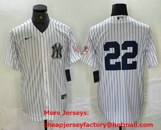 Men's New York Yankees #22 Juan Soto White With Patch 2024 Cool Base Stitched Jersey