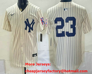 Men's New York Yankees #23 Don Mattingly Cream 1939 Throwback Jersey