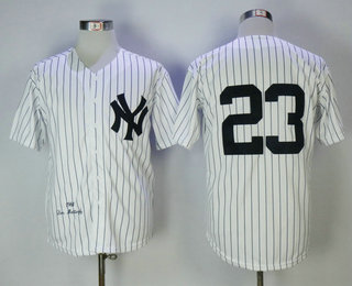 Men's New York Yankees #23 Don Mattingly White 1961 Mitchell & Ness Throwback Jersey