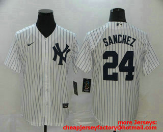 Men's New York Yankees #24 Gary Sanchez White Home Stitched MLB Cool Base Nike Jersey